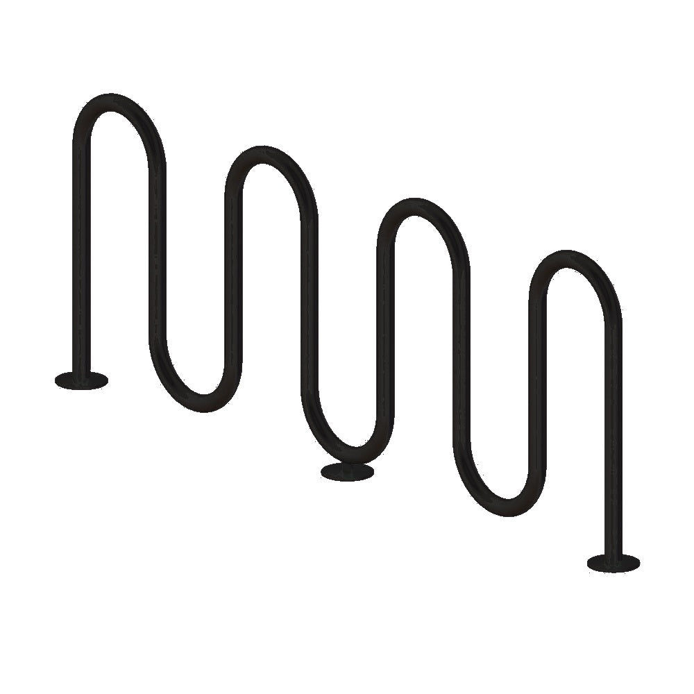 MF9011 Surface Mount 7 Loop Bike Rack — Metal Powder Coat — 8 Black — digitally rendered color preview