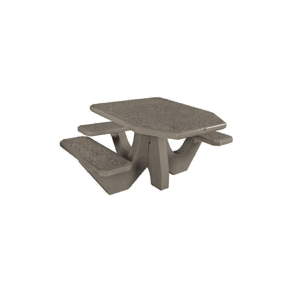 TF3123 3-Seat Square Concrete Table ADA Compliant Set — Standard Ground & Polish Top & Bench - Acid Wash Gray Legs — G26 Charcoal — digitally rendered color preview