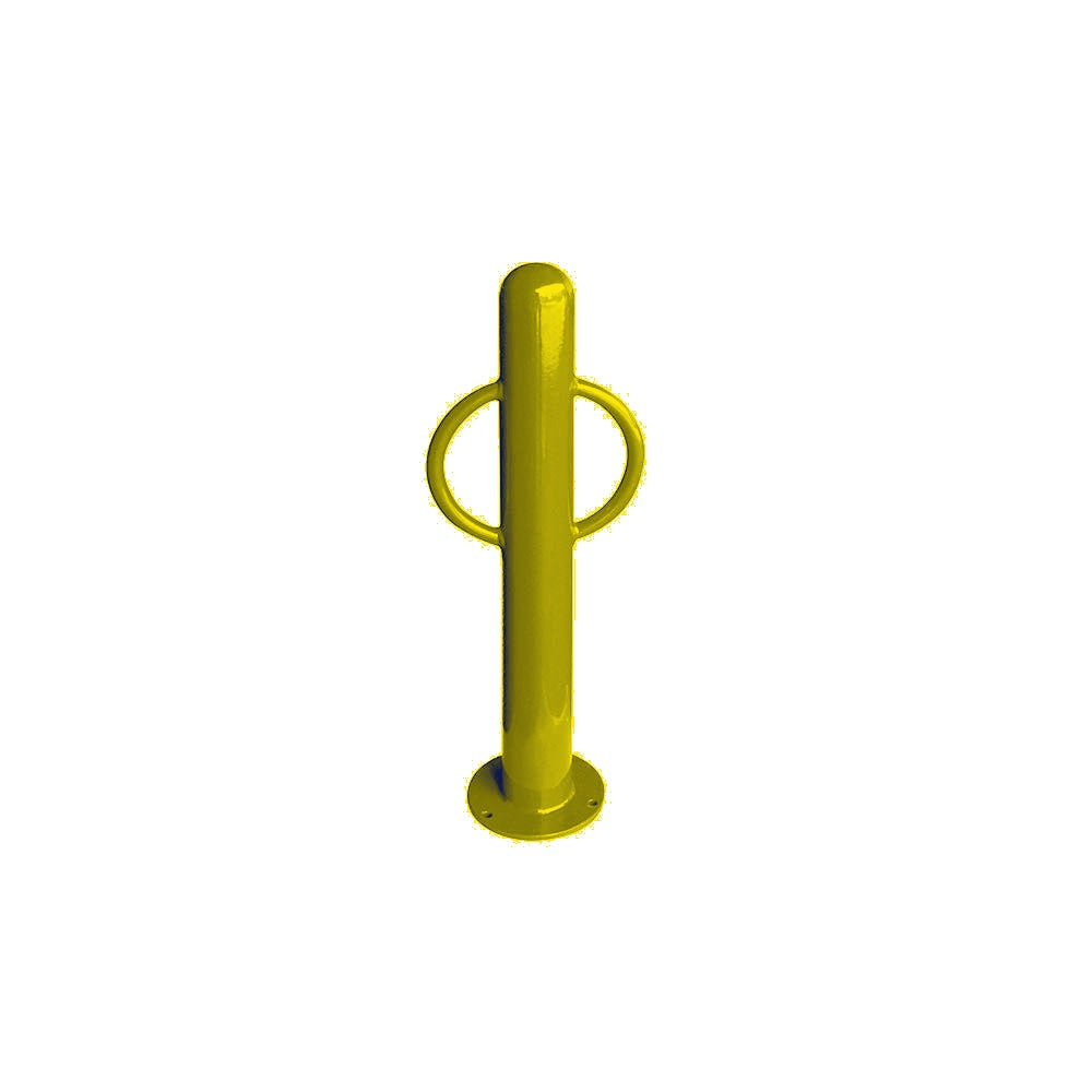 MF9005 Surface Mount Bike Post Bollard — Metal Powder Coat — S1 Yellow — digitally rendered color preview