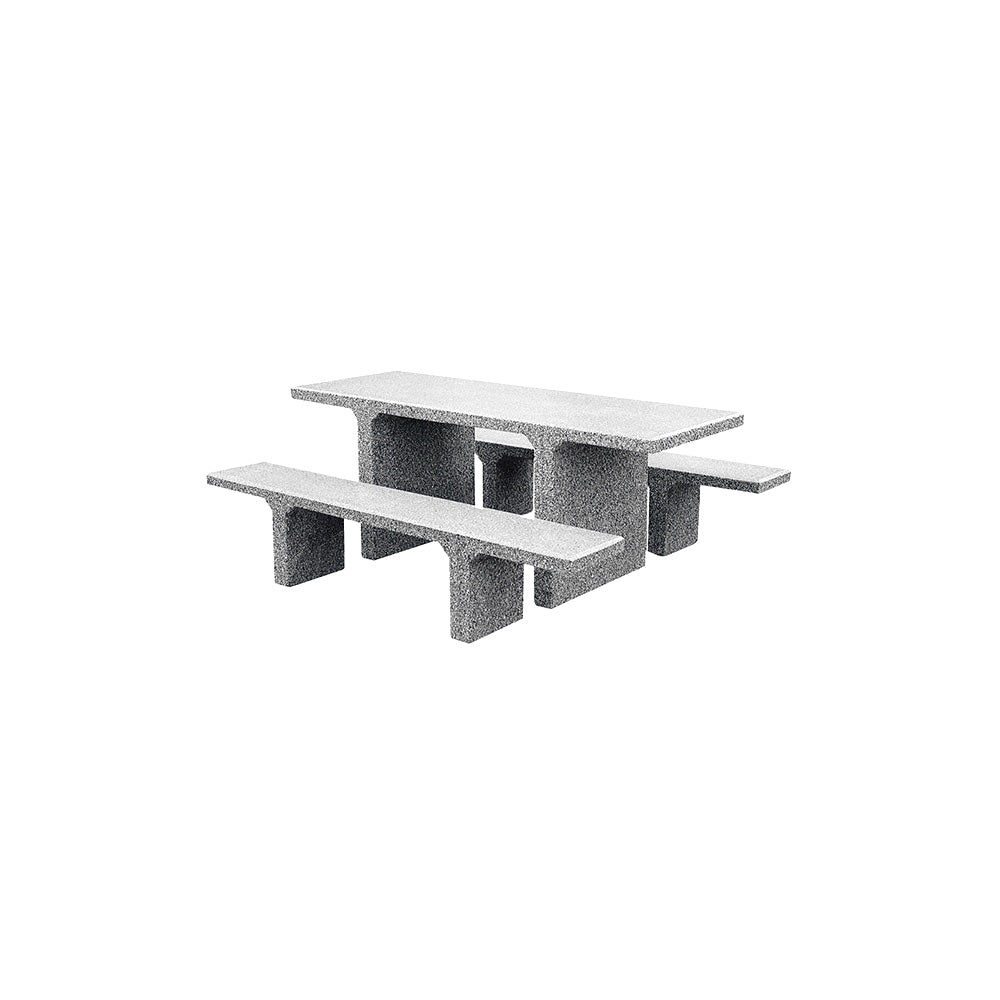 TF3225 Concrete Picnic Table Set — Premium Ground & Polished — G31 Fog — digitally rendered color preview