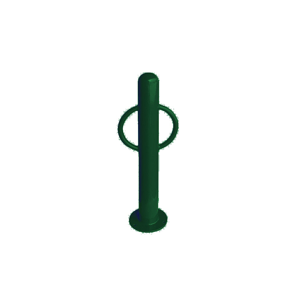 MF9005 Surface Mount Bike Post Bollard — Metal Powder Coat — 69 Emerald — digitally rendered color preview
