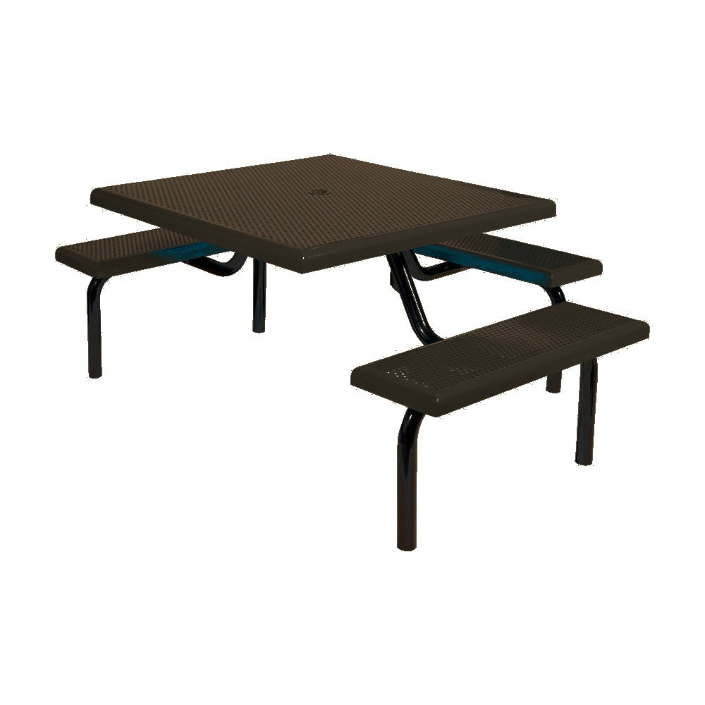 MF1021 Square Modular 3-Bench ADA Table — Metal Powder Coat — 10 Bronze — digitally rendered color preview
