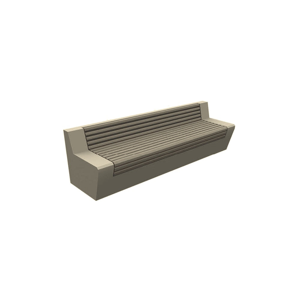 ZB.WL.34 Large Concrete Bench With Seat — Recycled Plastic Lumber — 89 Sand — digitally rendered color preview