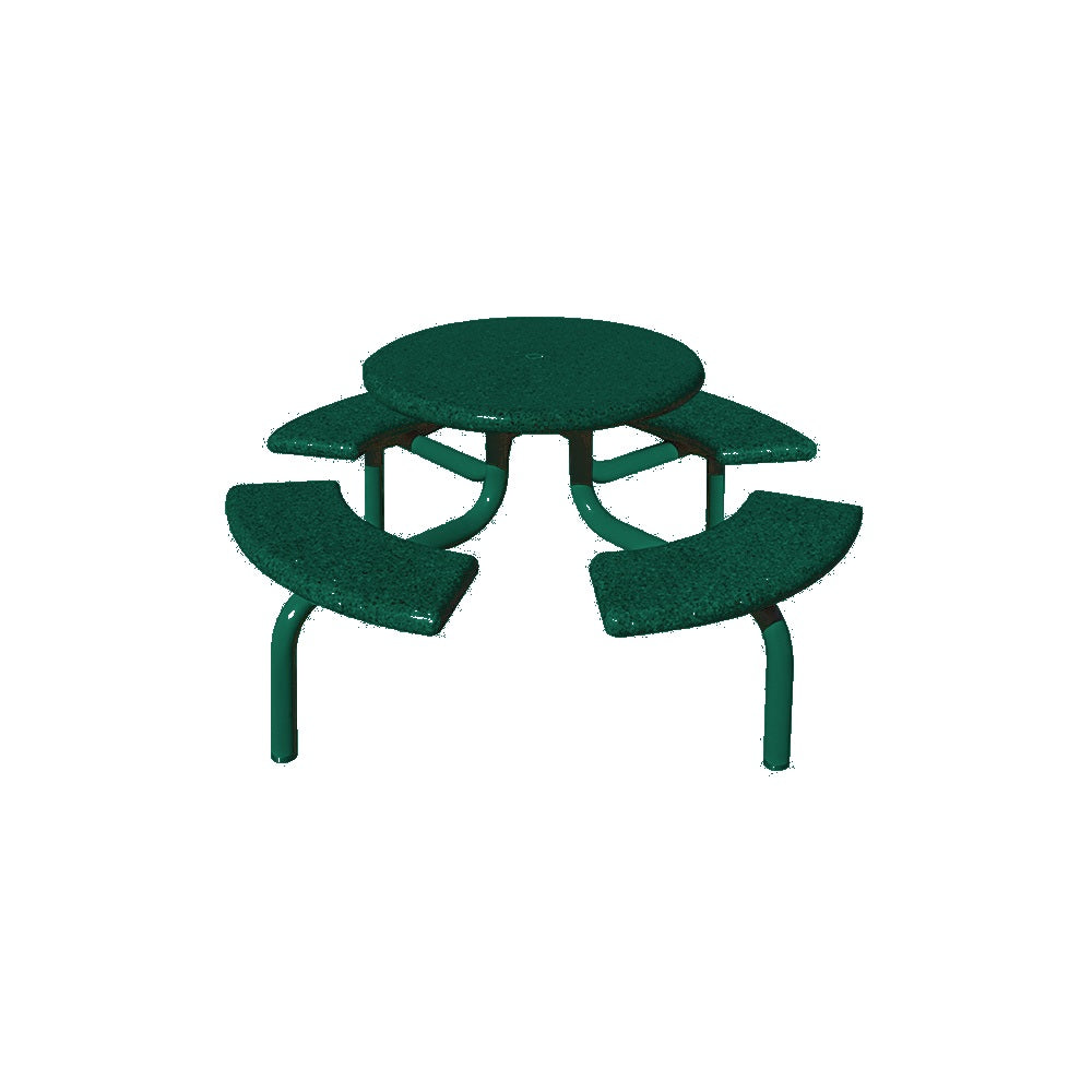 TF3138 4-Seat Round Concrete Table Set with Metal Legs — Metal Powder Coat — S29 Green — digitally rendered color preview