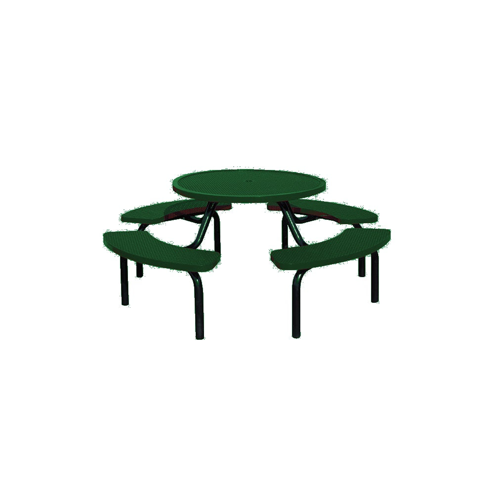 MF1023 Round Modular 4-Bench Table — Metal Powder Coat — 69 Emerald — digitally rendered color preview