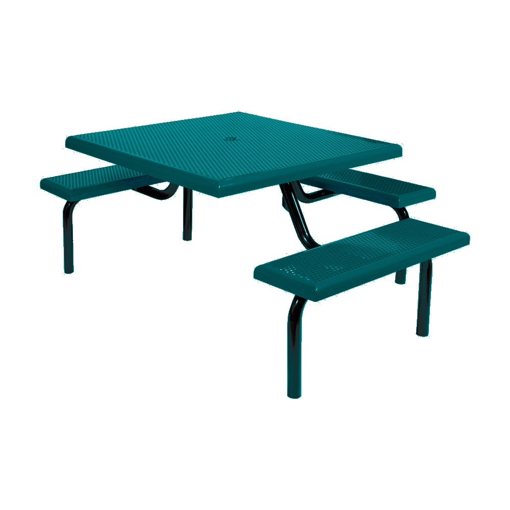 MF1021 Square Modular 3-Bench ADA Table — Metal Powder Coat — S8 Teal — digitally rendered color preview