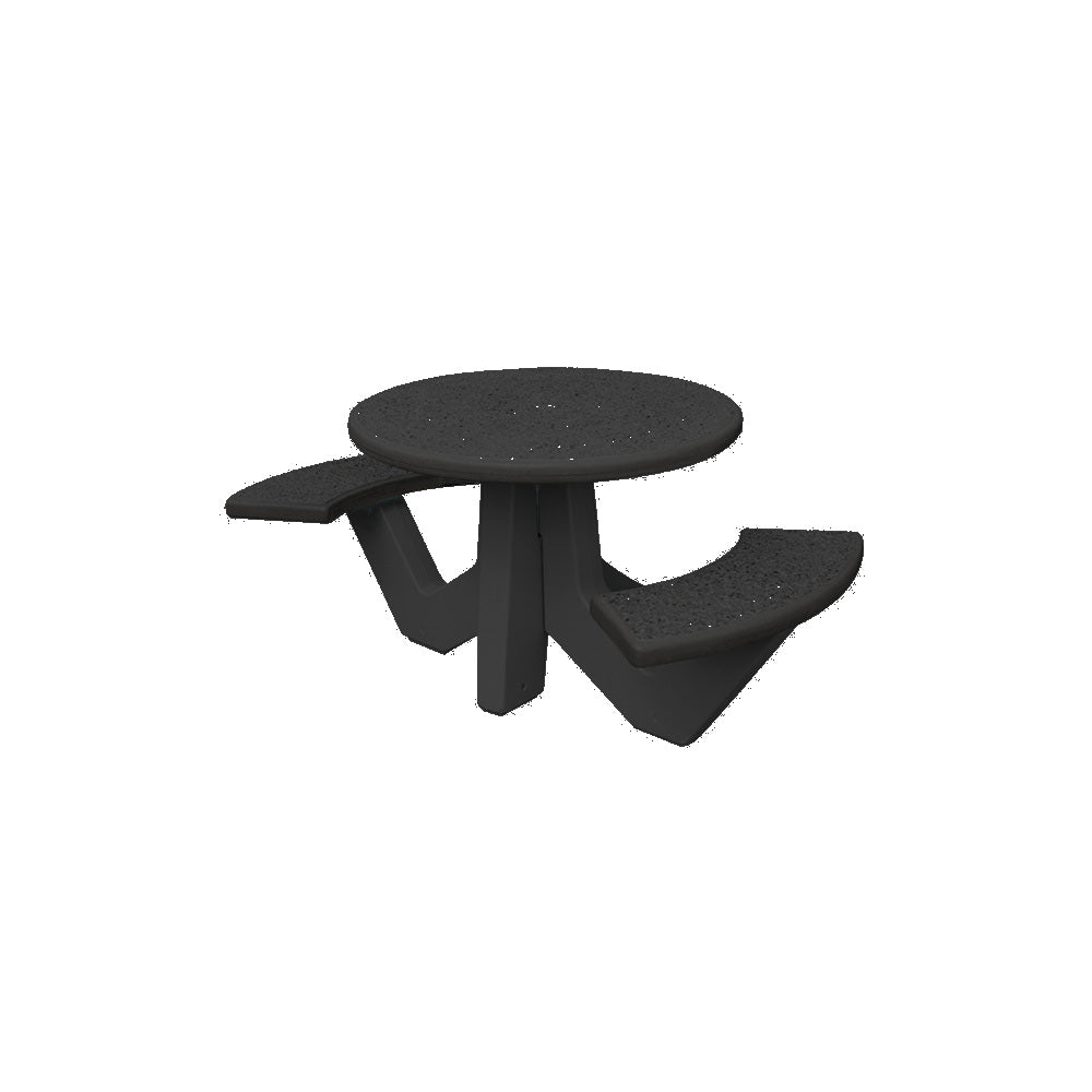 TF3110 2-Seat Round Concrete Table Set — Standard Ground & Polish Top & Bench - Acid Wash Gray Legs — G38 Night — digitally rendered color preview
