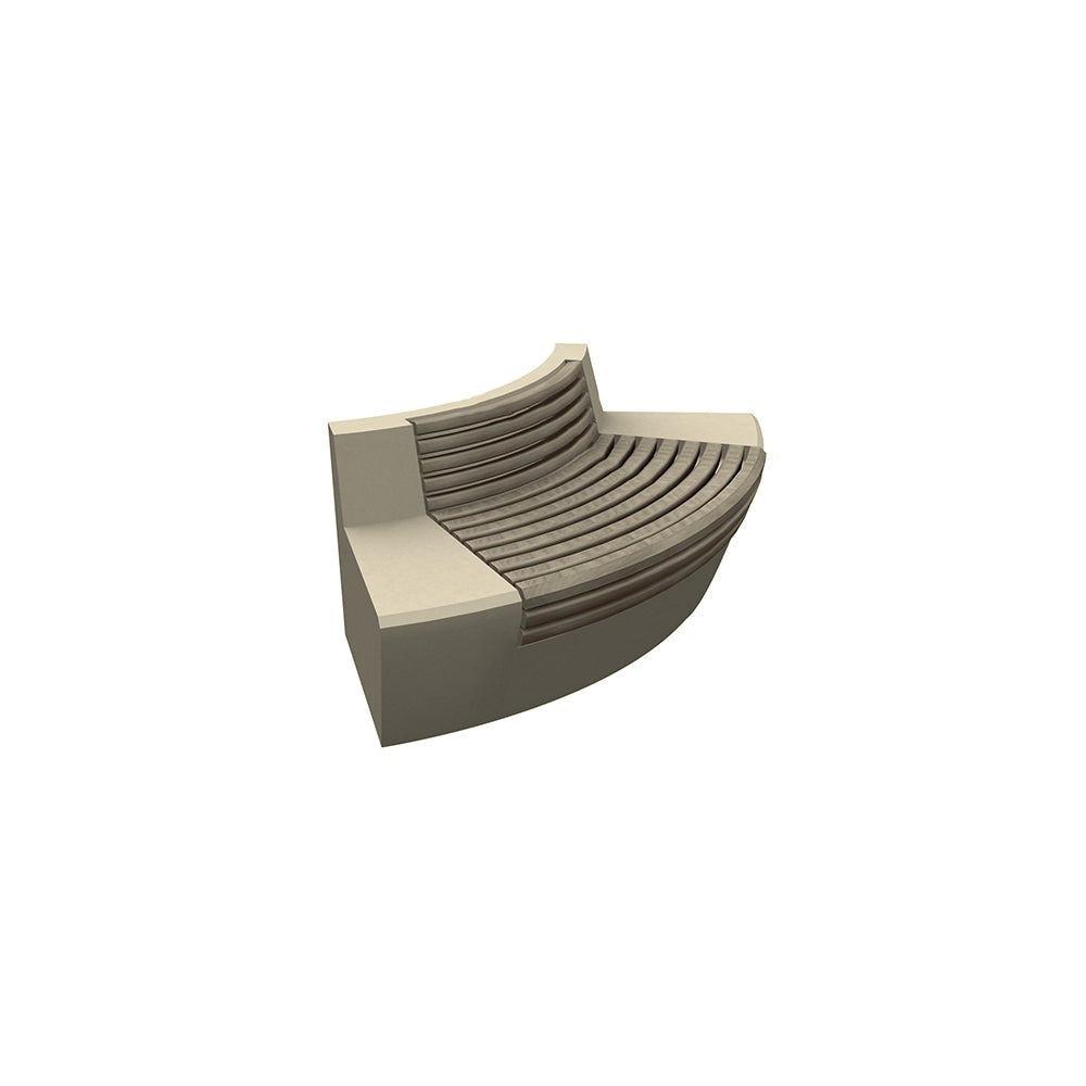 ZB.WL.32 Large Curved Concrete Bench With Seat — Recycled Plastic Lumber — 89 Sand — digitally rendered color preview