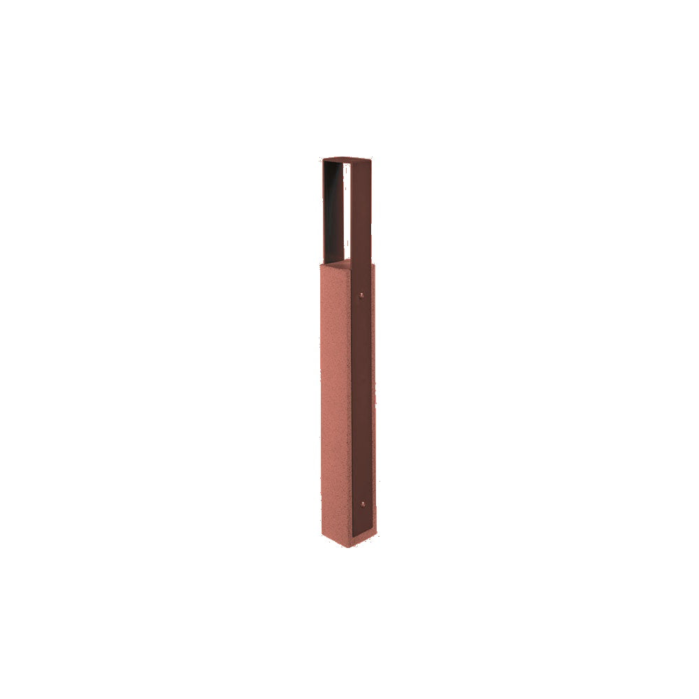 DF6535 Collaboration Vault Bike Bollard - Tall/Square — Acid Wash — A24 Brick Red — digitally rendered color preview