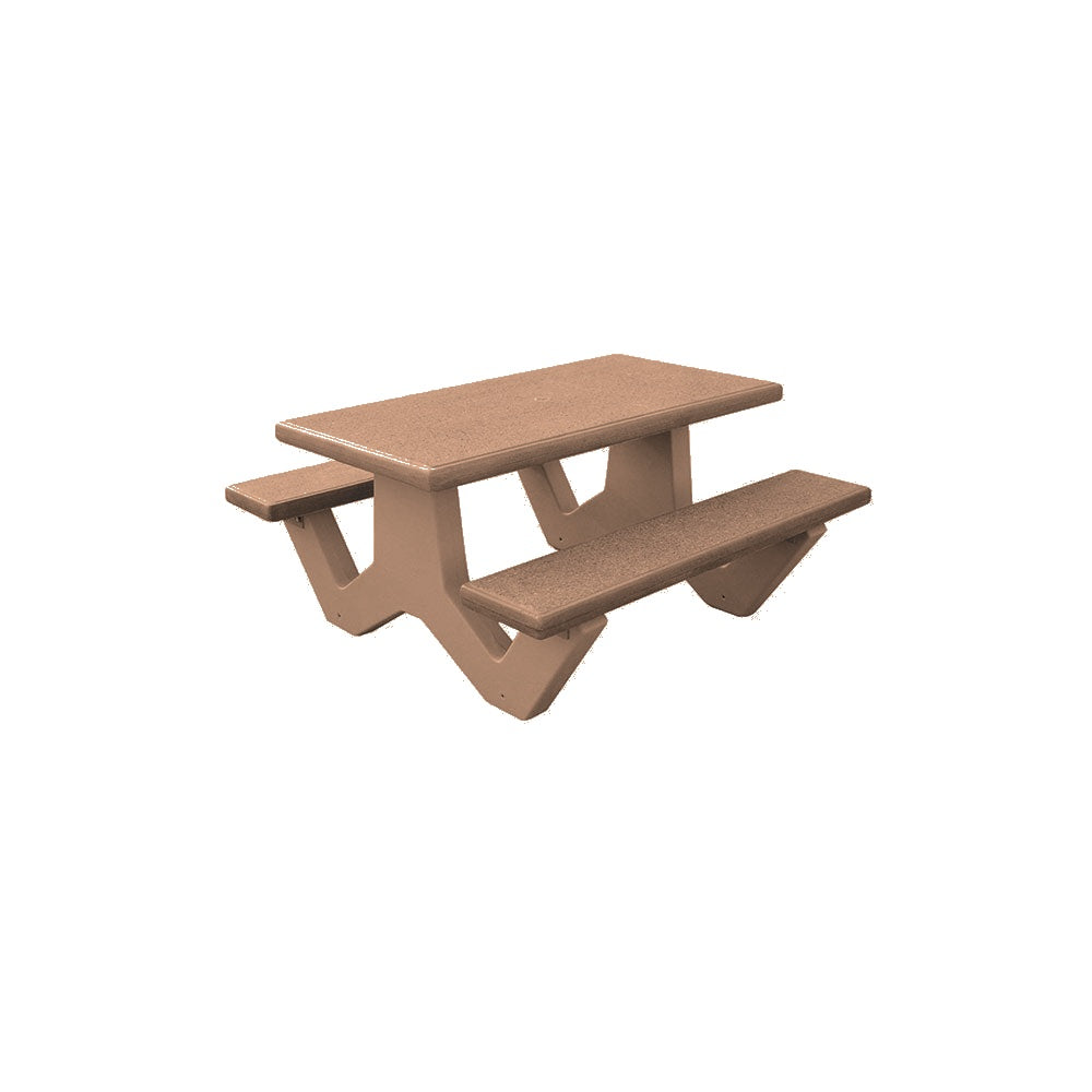 TF3230 Concrete Park ADA Compliant Table — Standard Ground & Polish Top & Bench - Acid Wash Sand Legs — G22 Sand — digitally rendered color preview