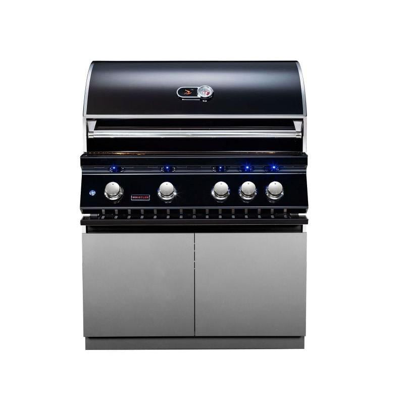 Whistler 34-Inch 4-Burner Gas Grill on Stainless Steel Cabinet with Rear Infrared Burner, Grill Lights, Rotisserie Kit & Cover