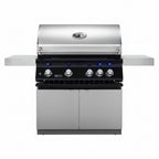 Whistler 104-Inch 5-Burner Gas Grill Island with Infrared Rear Burner, Double Side Burner, and Rotisserie Kit - Black Stainless