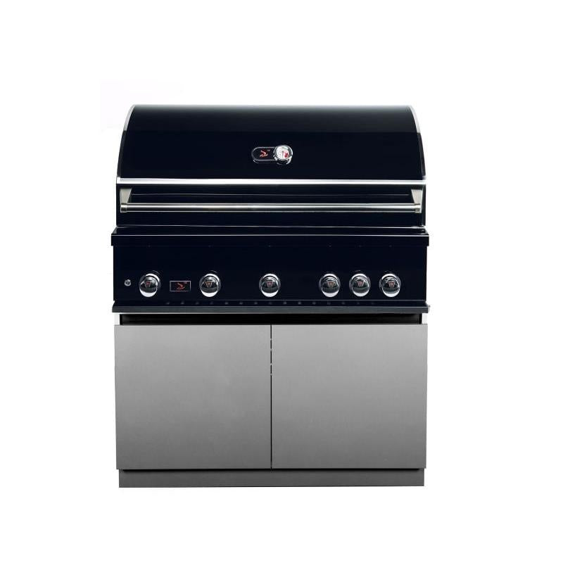 Whistler 42-Inch 5-Burner Gas Grill on Stainless Steel Cabinet with Rear Infrared Burner, Grill Lights, Rotisserie Kit & Cover - Black Stainless