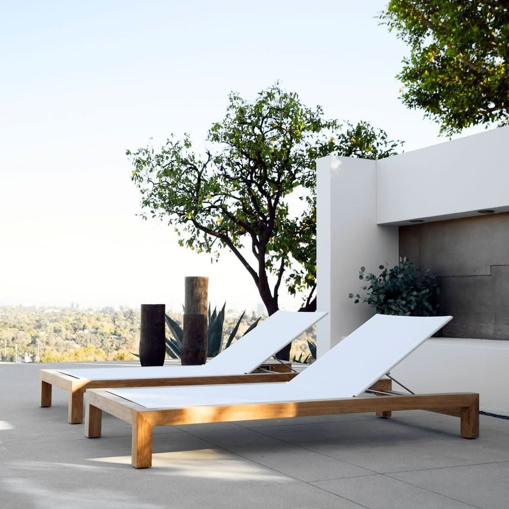 Harbour Outdoor Pacific Angled Sun Lounge Teak Natural Batyline White