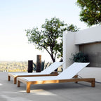 Harbour Outdoor Pacific Angled Sun Lounge Teak Natural Batyline White