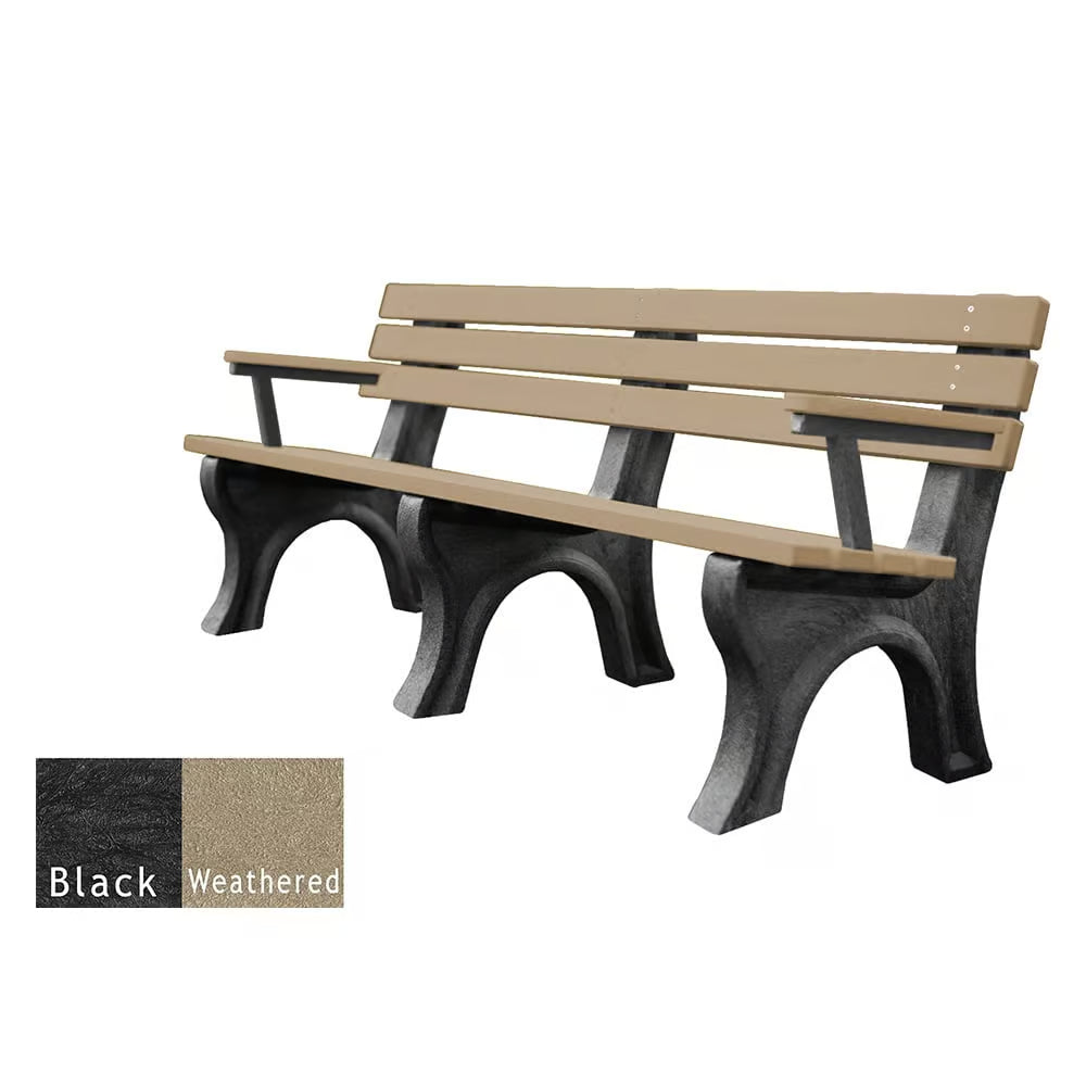 Polly Products Economizer 6 ft. Outdoor Park Bench with Back & Arms