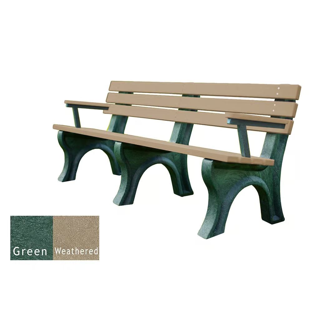 Polly Products Economizer 6 ft. Outdoor Park Bench with Back & Arms