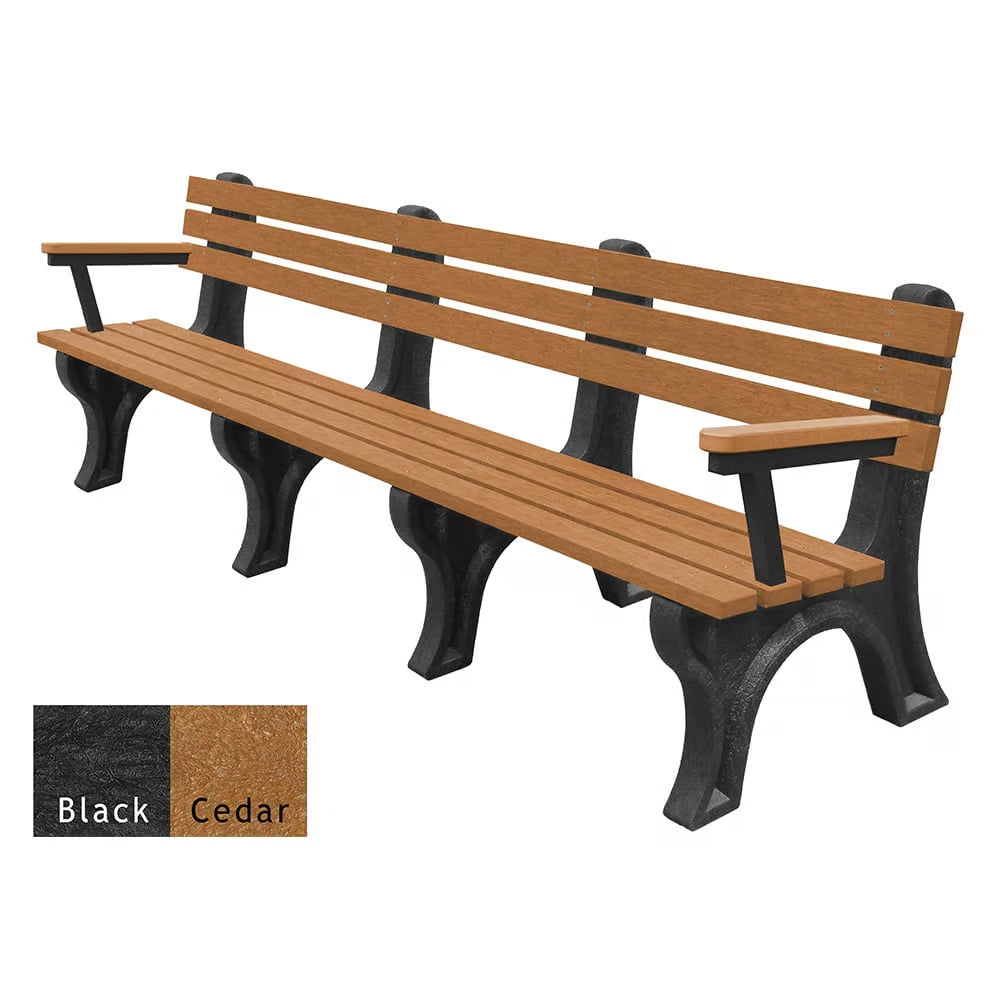 Polly Products Economizer 8 ft. Outdoor Park Bench with Back & Arms