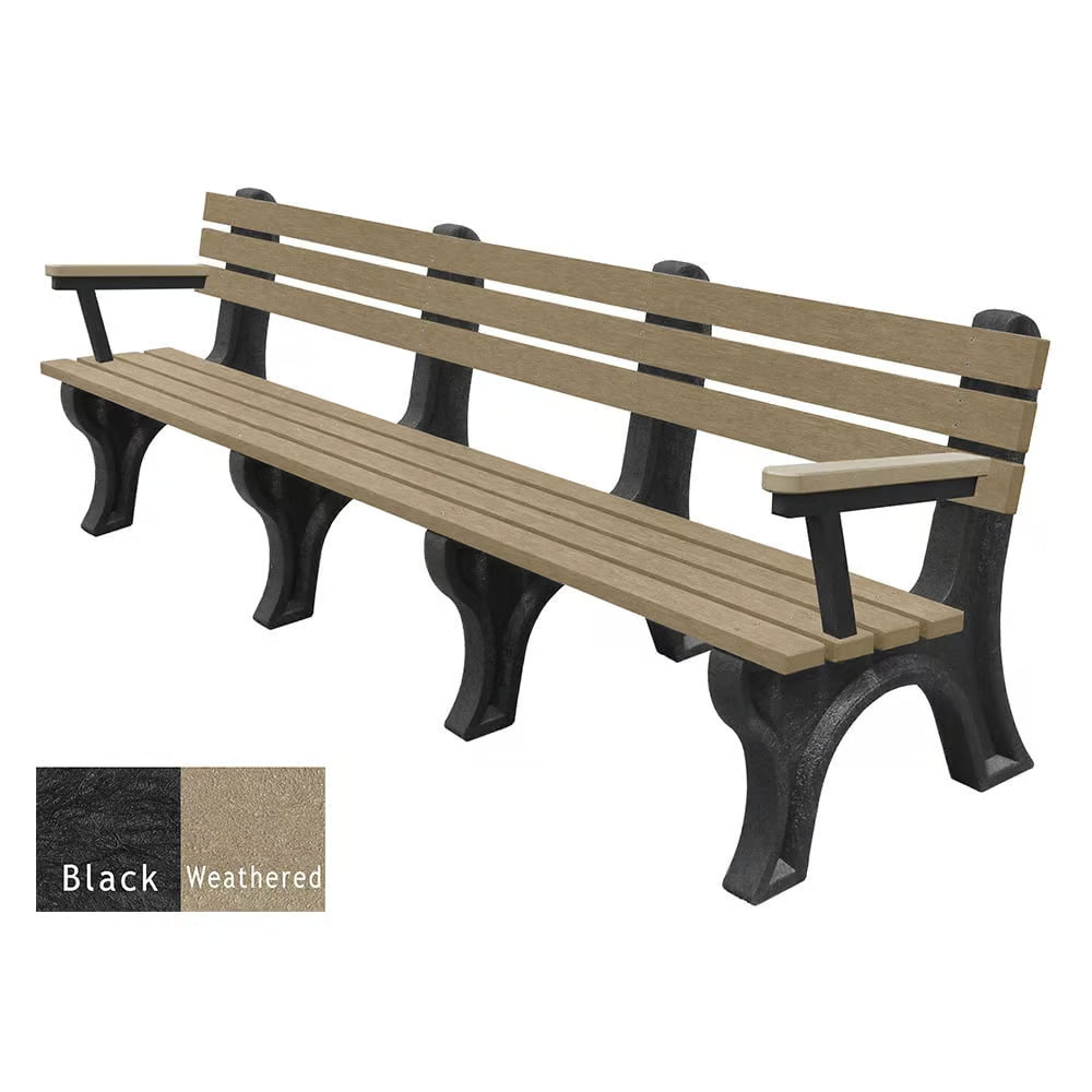 Polly Products Economizer 8 ft. Outdoor Park Bench with Back & Arms