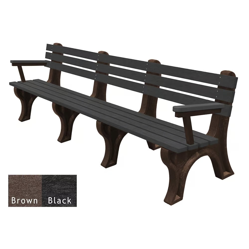 Polly Products Economizer 8 ft. Outdoor Park Bench with Back & Arms