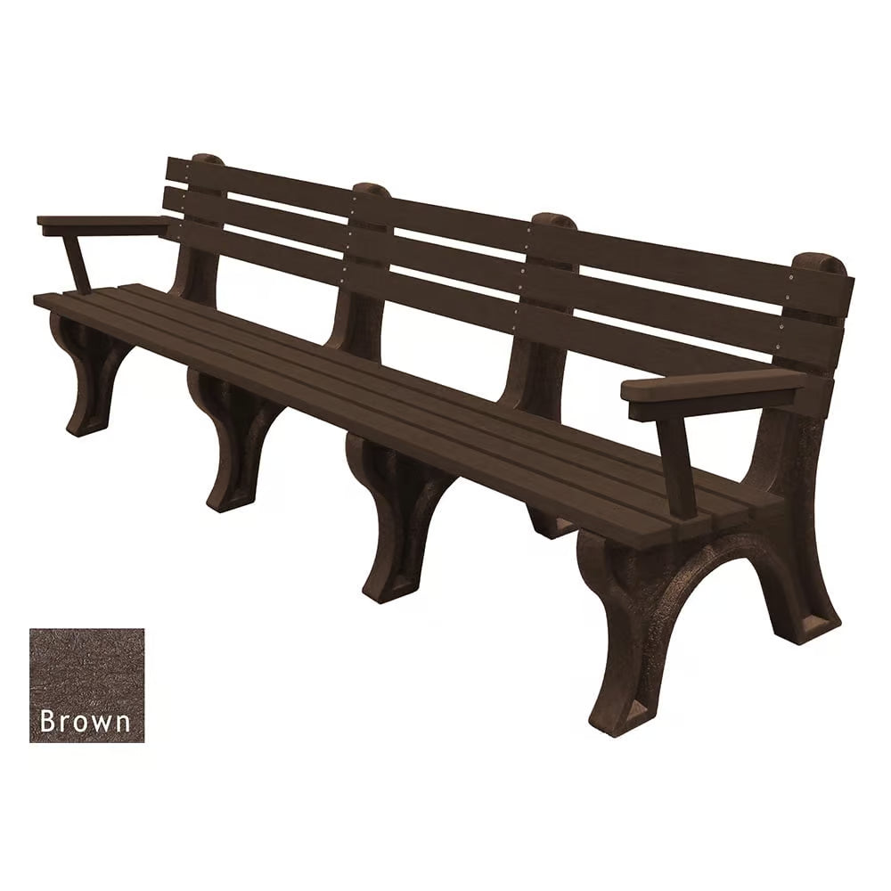 Polly Products Economizer 8 ft. Outdoor Park Bench with Back & Arms