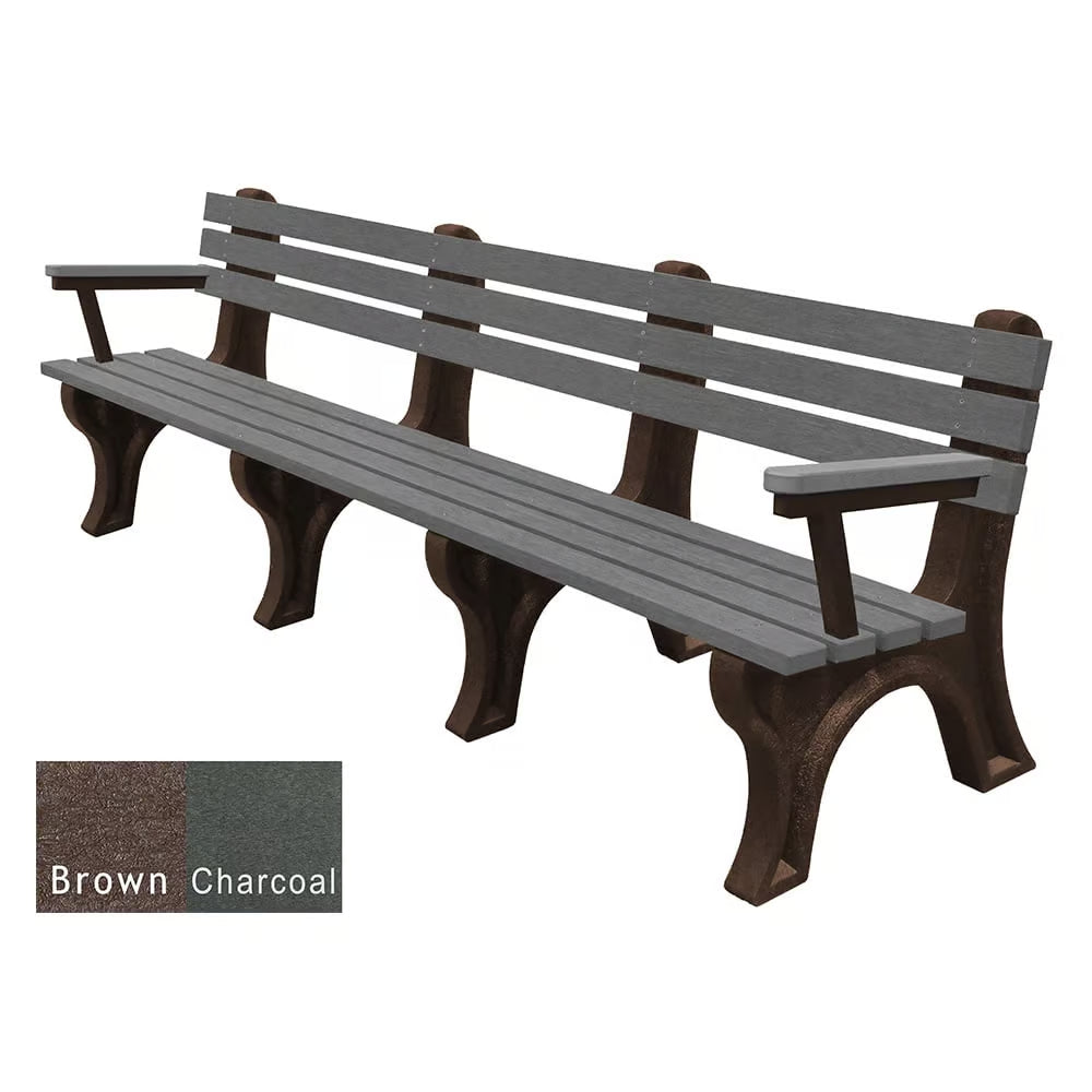 Polly Products Economizer 8 ft. Outdoor Park Bench with Back & Arms