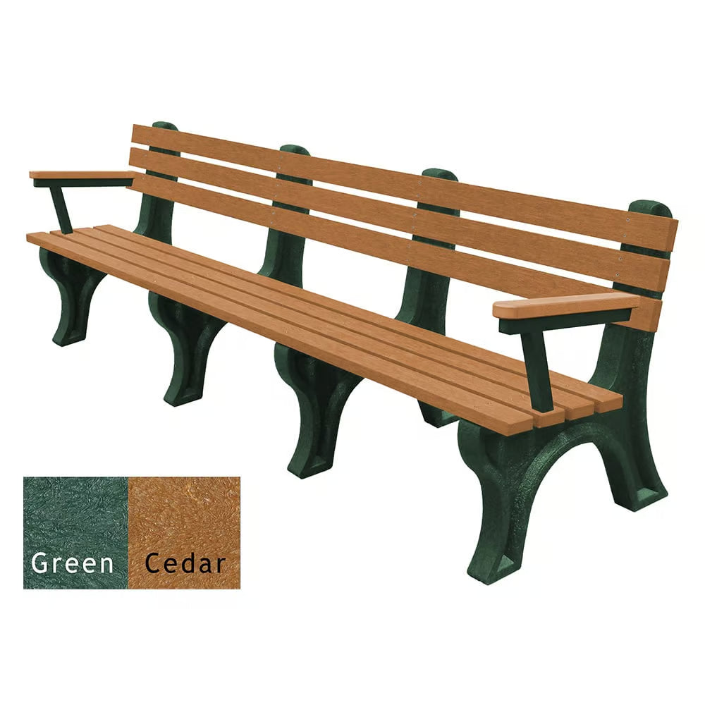 Polly Products Economizer 8 ft. Outdoor Park Bench with Back & Arms