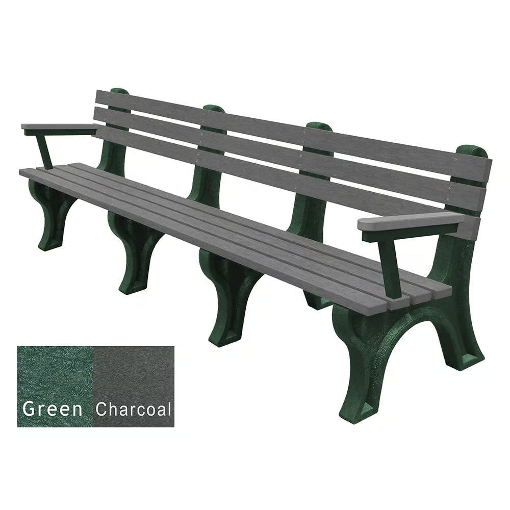 Polly Products Economizer 8 ft. Outdoor Park Bench with Back & Arms