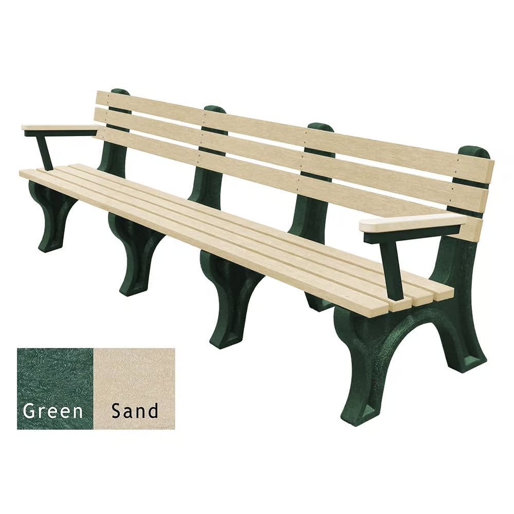 Polly Products Economizer 8 ft. Outdoor Park Bench with Back & Arms