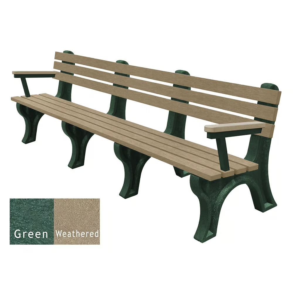 Polly Products Economizer 8 ft. Outdoor Park Bench with Back & Arms