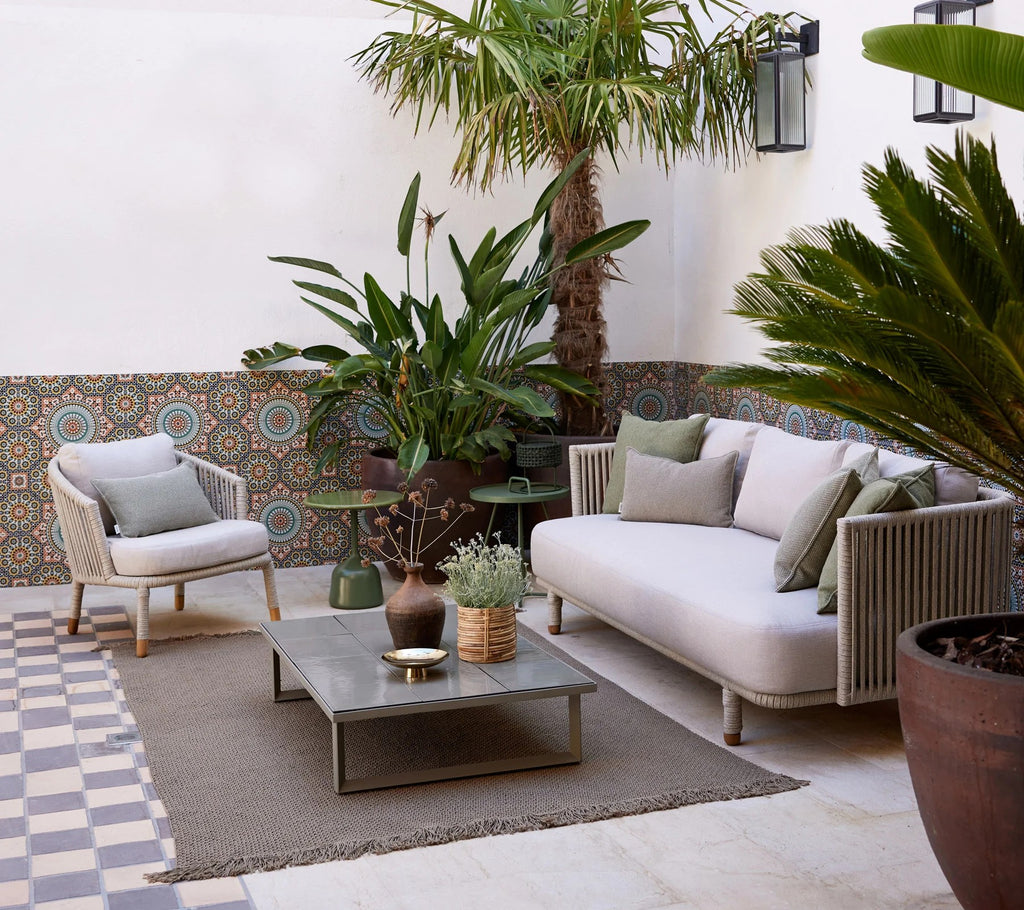 Cane-line Moments Luxury Outdoor 3-Seater Sofa with Soft Grey Rope