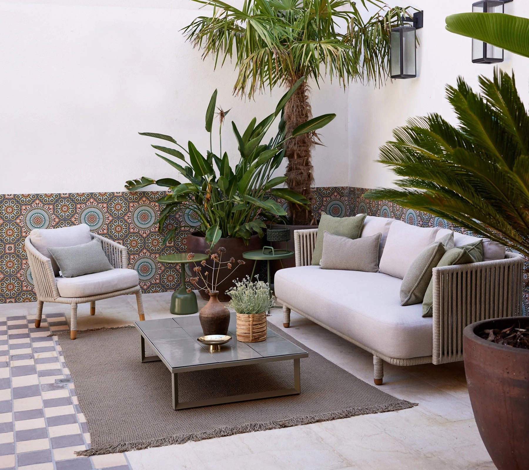 Cane-line Moments Luxury Outdoor 3-Seater Sofa with Soft Grey Rope