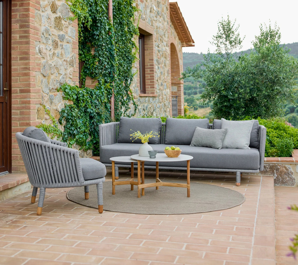 Cane-line Moments Luxury Outdoor 3-Seater Sofa with Soft Grey Rope