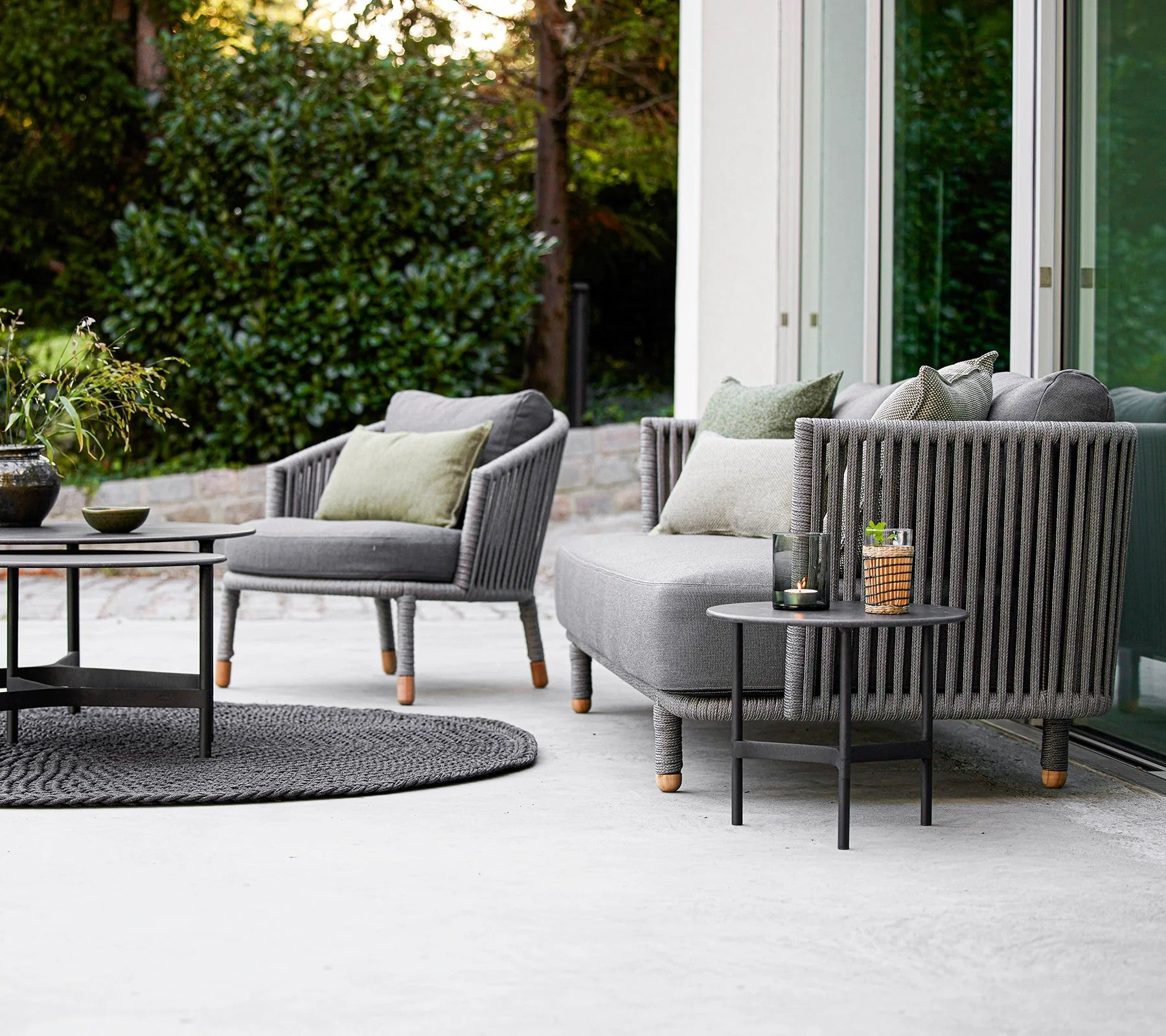 Cane-line Moments Luxury Outdoor 3-Seater Sofa with Soft Grey Rope
