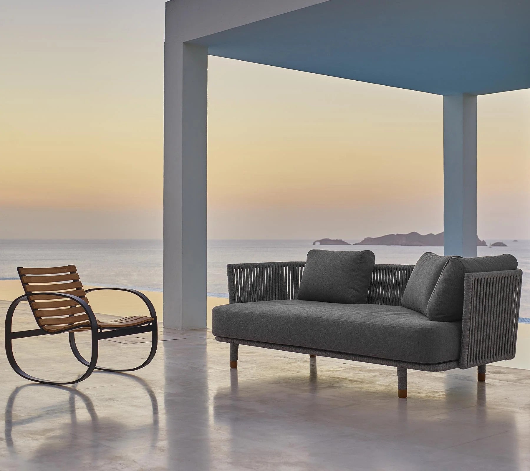 Cane-line Moments Luxury Outdoor 3-Seater Sofa with Soft Grey Rope