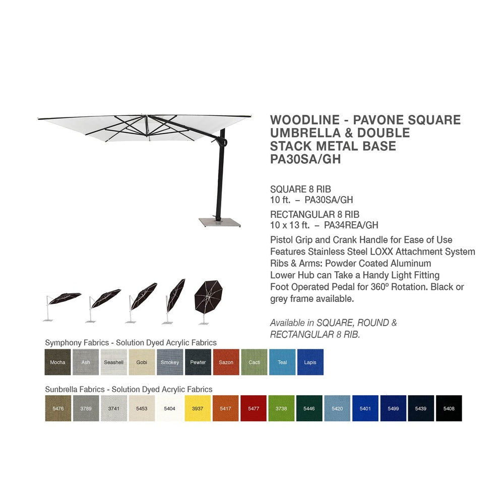 Woodline Pavone 10 ft square product reference — PA30SA(GH) — Bradley Terrace source