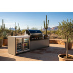 Whistler 110-Inch 5-Burner Gas Grill Island with Infrared Rear Burner, Refrigerator, Double Side Burner, and Rotisserie Kit - Black Stainless