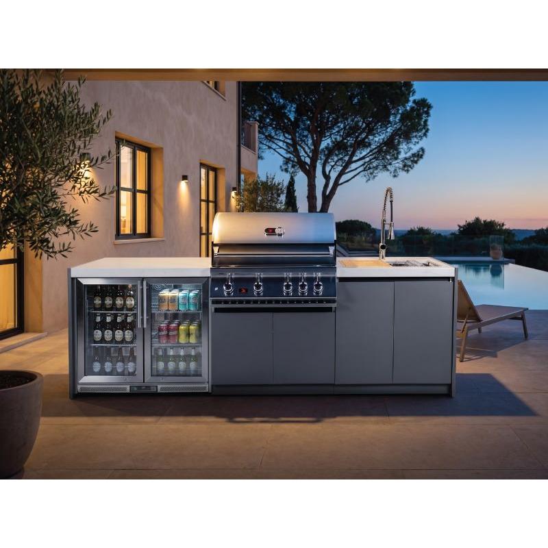 Whistler 102-Inch Stainless Steel Gas Grill Island with Infrared Rear Burner, Refrigerator, Sink, and Rotisserie Kit