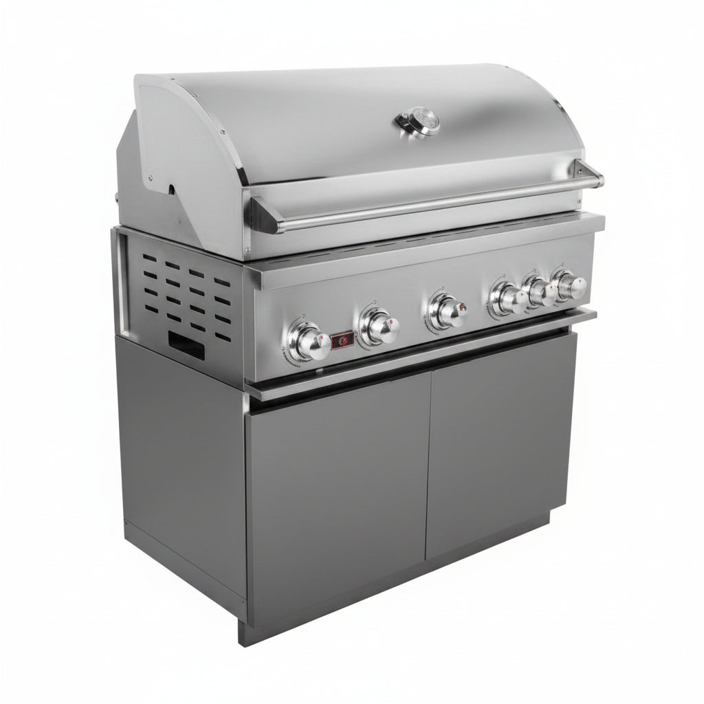 Whistler 104-Inch 5-Burner Gas Grill Island with Infrared Rear Burner, Sink, and Rotisserie Kit