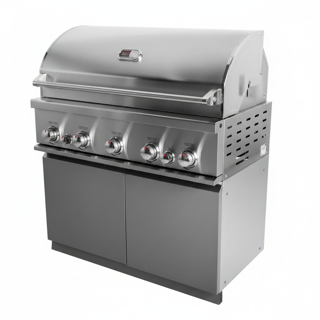 Whistler 104-Inch 5-Burner Gas Grill Island with Infrared Rear Burner, Sink, and Rotisserie Kit