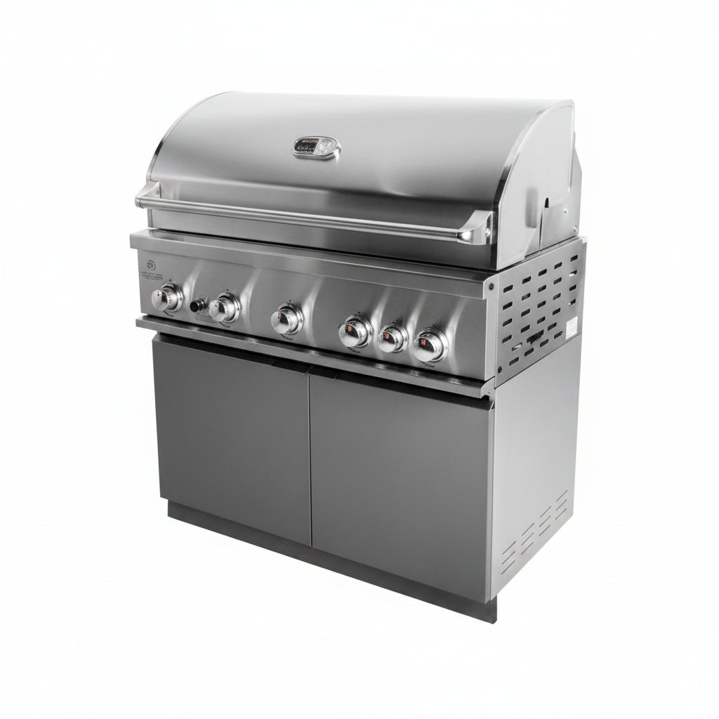 Whistler 42-Inch 5-Burner Gas Grill on Stainless Steel Cabinet with Rear Infrared Burner, Grill Lights, Rotisserie Kit & Cover