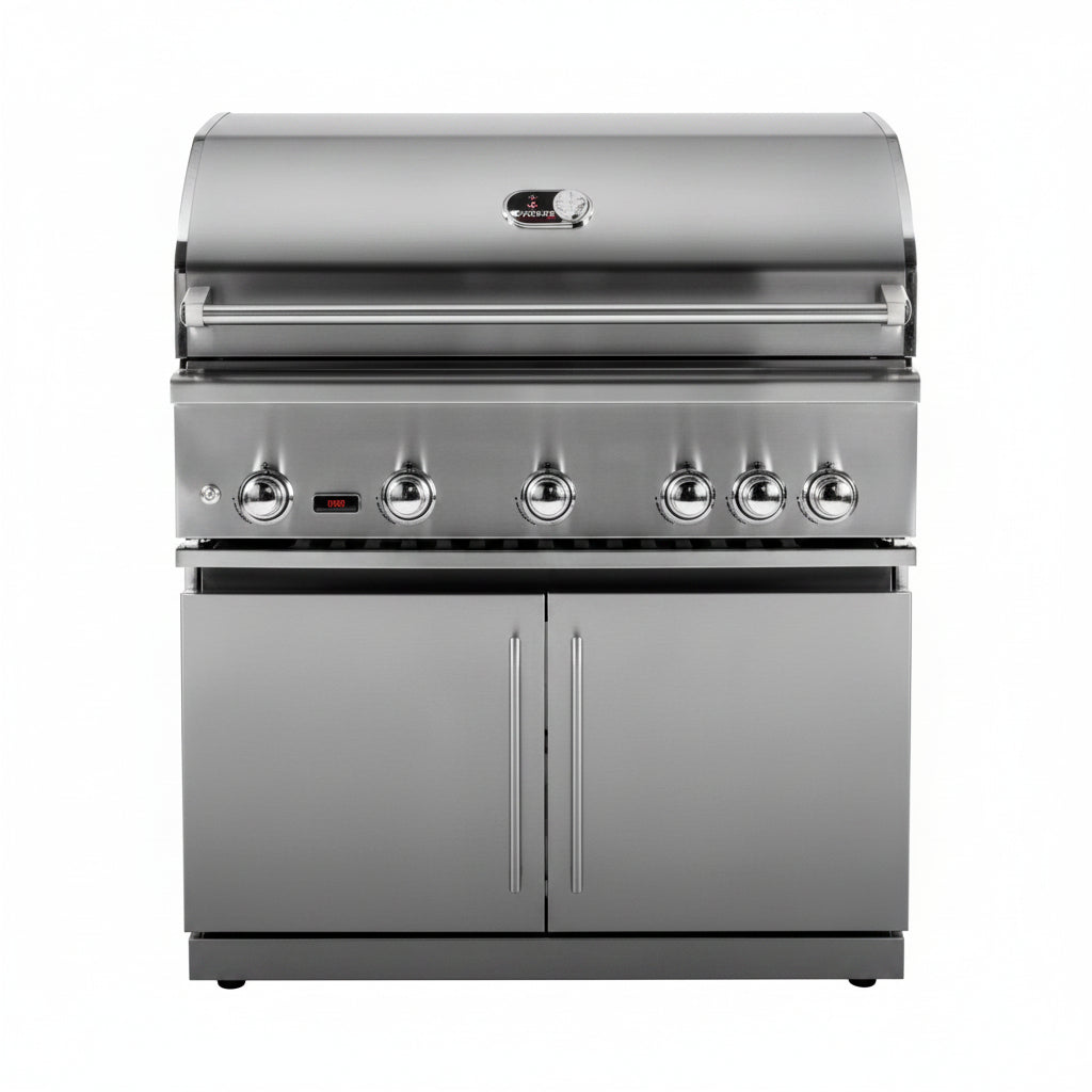 Whistler 104-Inch 5-Burner Gas Grill Island with Infrared Rear Burner, Sink, and Rotisserie Kit