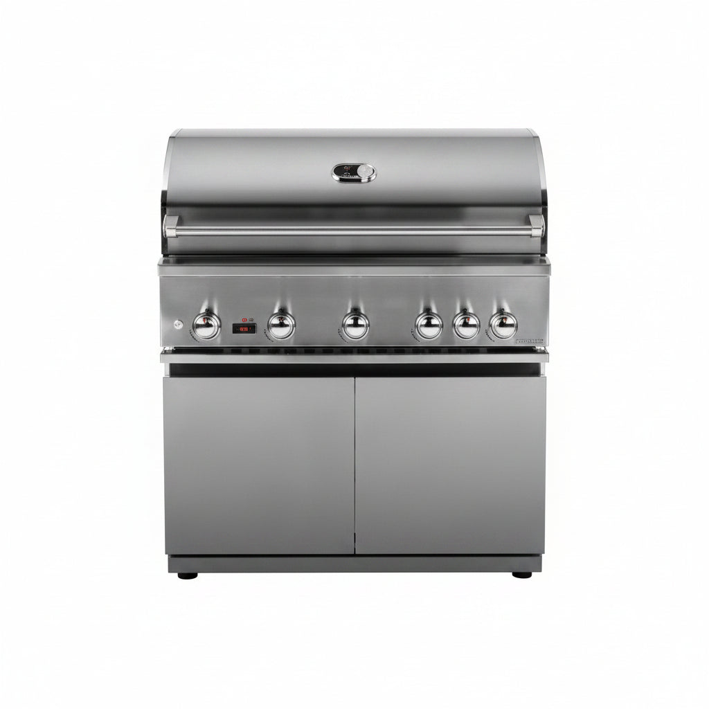 Whistler 110-Inch 5-Burner Gas Grill Island with Infrared Rear Burner, Refrigerator, and Rotisserie Kit