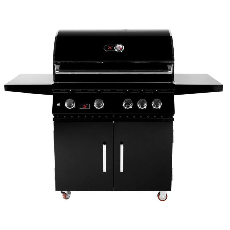 Whistler 34-Inch 4-Burner Gas Grill with Rear Infrared Burner, Grill Lights, Rotisserie Kit & Cover - Black Stainless