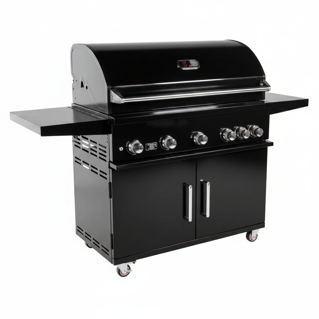Whistler 42-Inch 5-Burner Gas Grill with Rear Infrared Burner, Grill Lights, Rotisserie Kit & Cover - Black Stainless