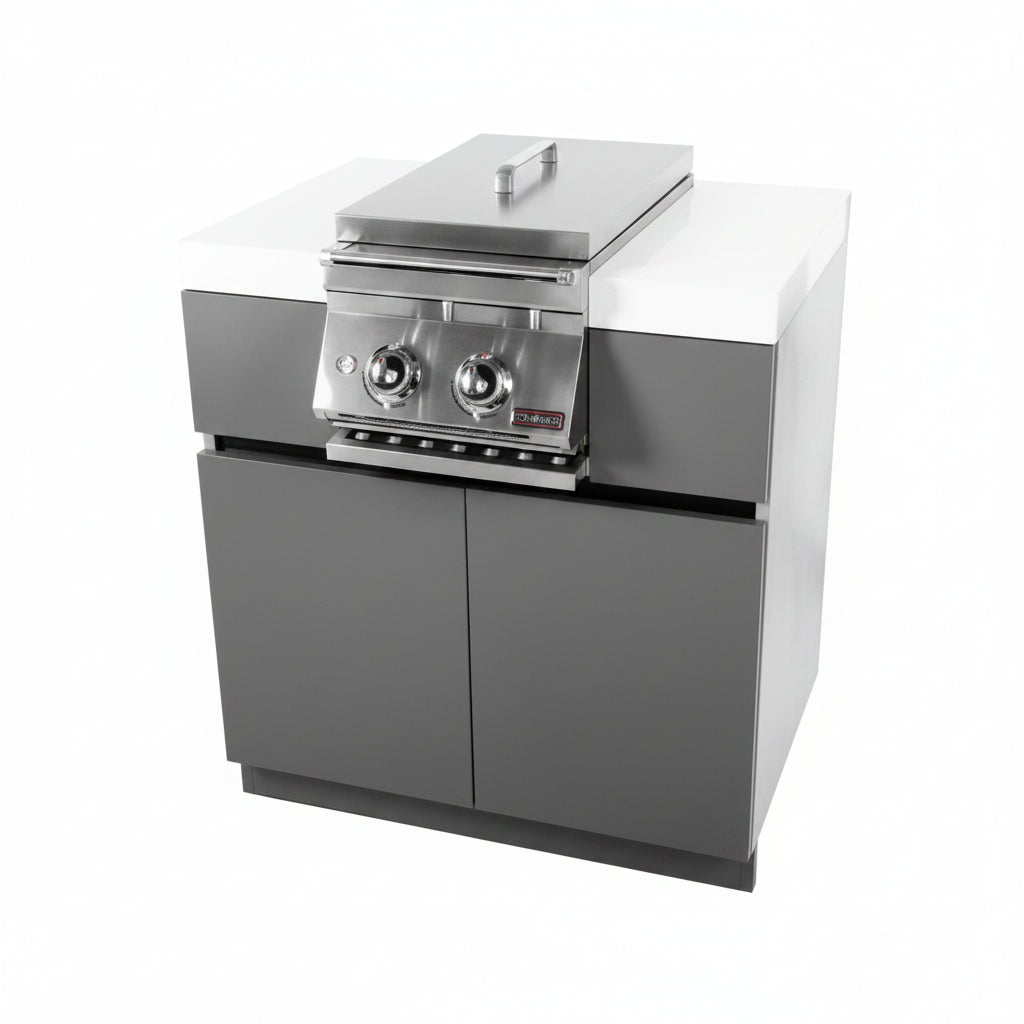 Whistler 102 x 28-Inch 4-Burner Gas Grill Island with Infrared Rear Burner, Refrigerator, Double Side Burner, and Rotisserie Kit