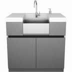 Whistler 141-Inch 5-Burner Gas Grill Island with Infrared Rear Burner, Refrigerator, Sink, Double Side Burner, and Rotisserie Kit - Black Stainless