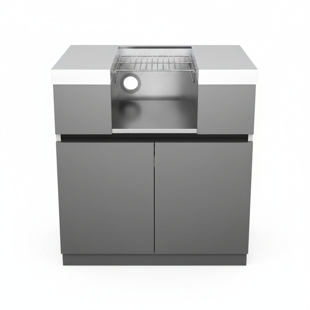 Whistler 31-Inch Stainless Steel Side Burner Cabinet with Gas Double Side Burner - Black Stainless