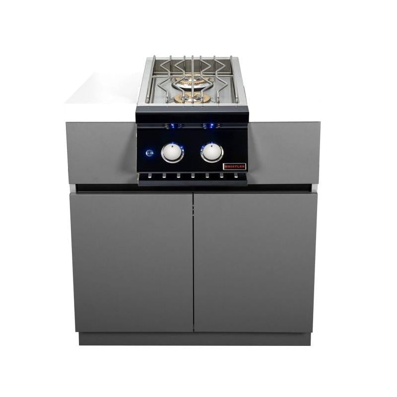 Whistler 31-Inch Stainless Steel Side Burner Cabinet with Gas Double Side Burner - Black Stainless