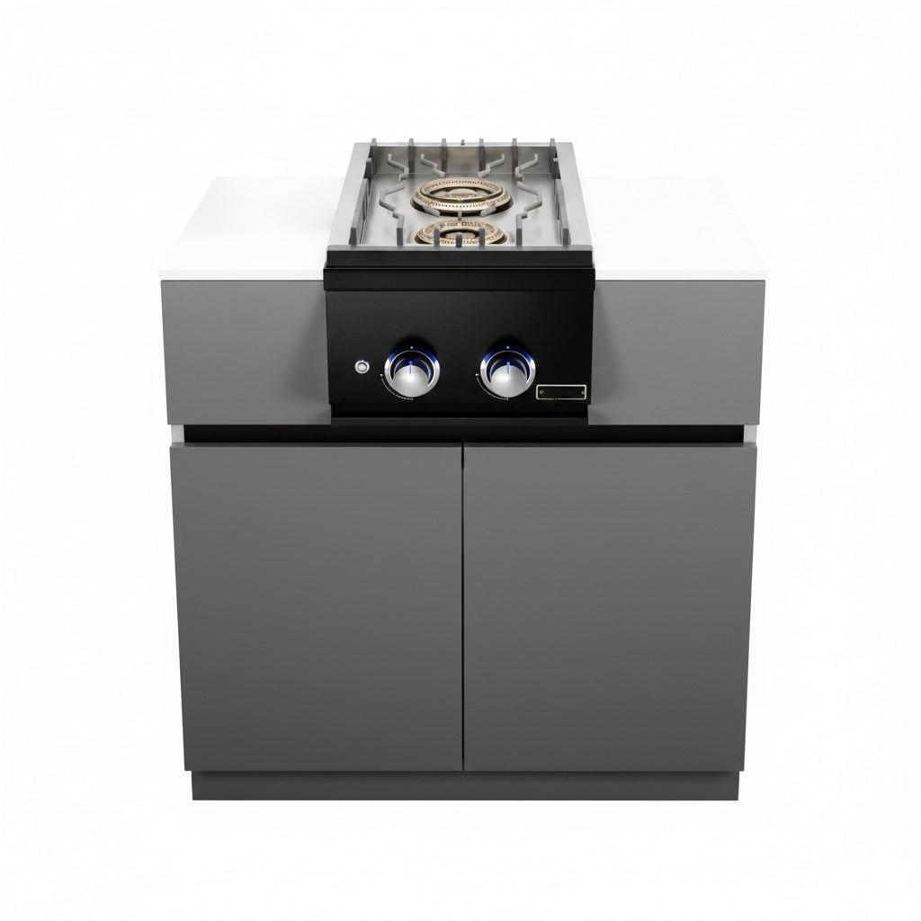 Whistler 104-Inch 5-Burner Gas Grill Island with Infrared Rear Burner, Double Side Burner, and Rotisserie Kit - Black Stainless